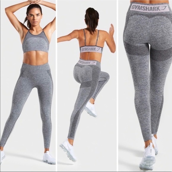 Gymshark Flex High Waisted Leggings - Grey/Pink - Picture 2 of 3